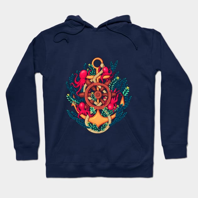 Anchor and octopuses Hoodie by Lyara Costa